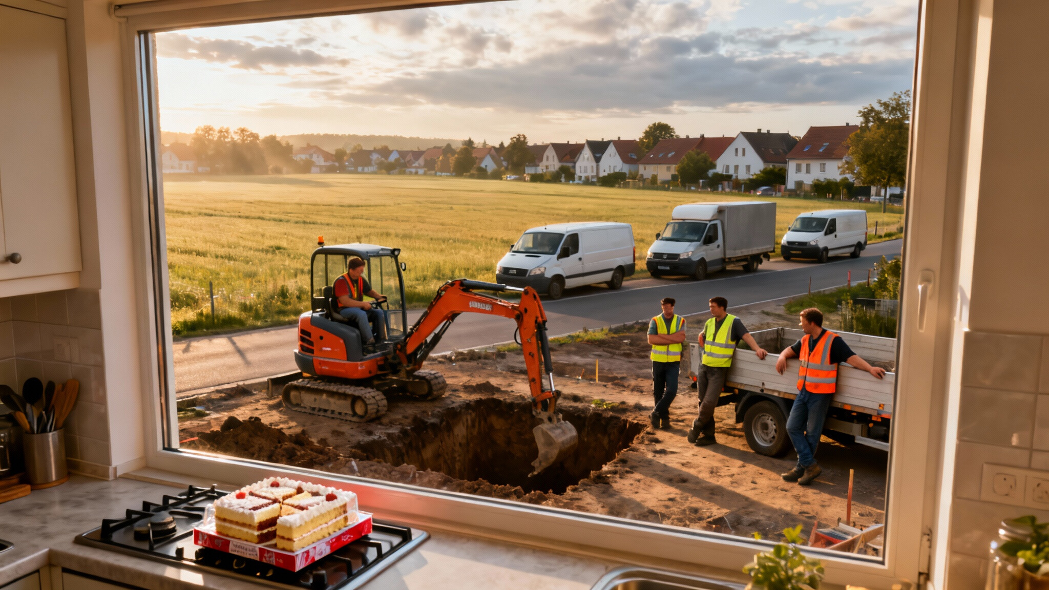 Vier Mann, ein Loch und eine Torte