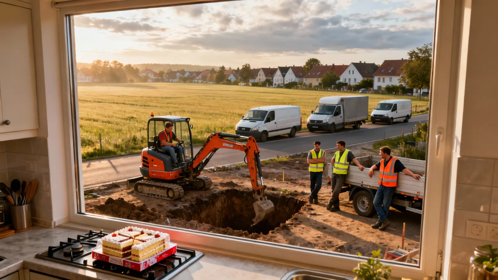 Vier Mann, ein Loch und eine Torte