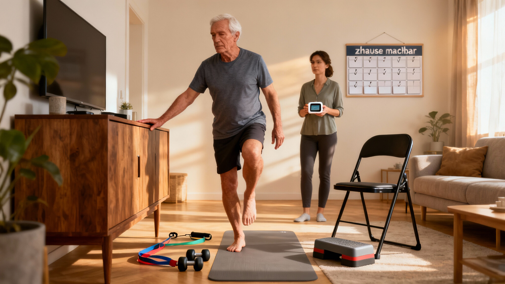 Sturzfrei in 6 Wochen: Mini-Kraft + Balance nach Otago – zuhause machbar